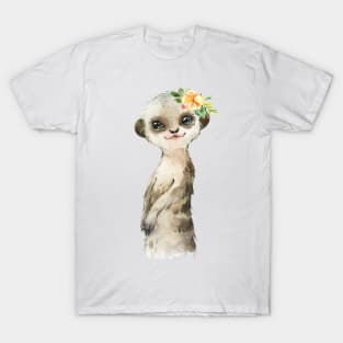 Adorable Meerkat with Flowers T-Shirt